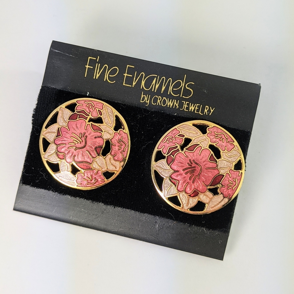 💥NWT Fine Enamels hybiscus earrings